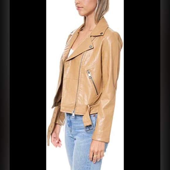Elodie Faux Leather Jacket NWT TAN size small - Picture 1 of 6